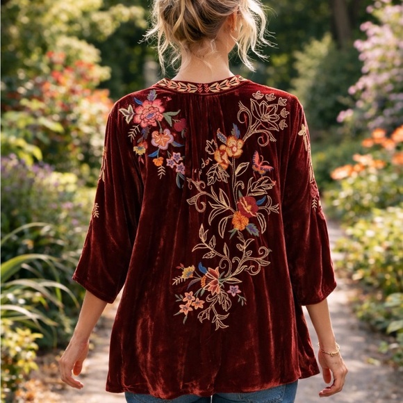 Johnny Was Taline heavily embroidered velvet top NWT - Picture 16 of 16
